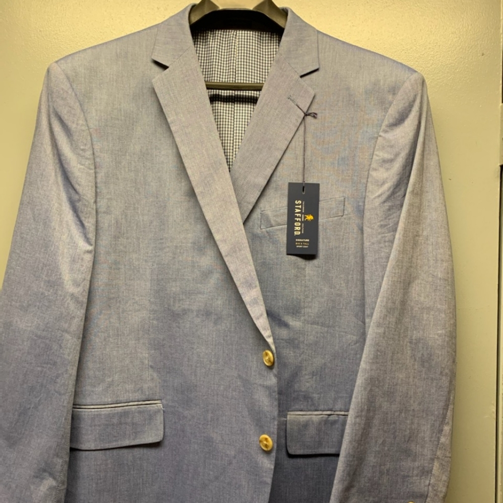 NWT Stafford Suit Coat/Jacket 52 Big and Tall Light Blue